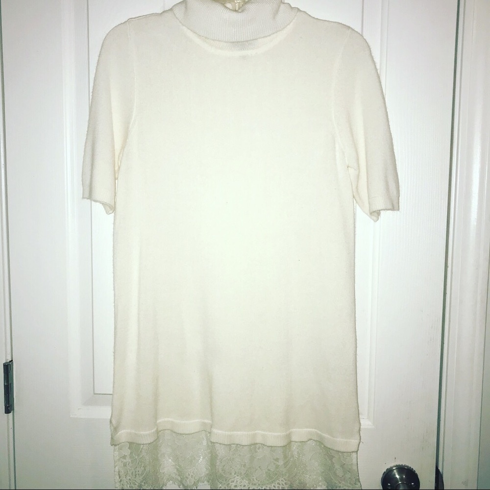 Short Sleeve White Turtleneck
